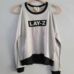 Cold shoulder Cutout Graphic Long Sleeve Top